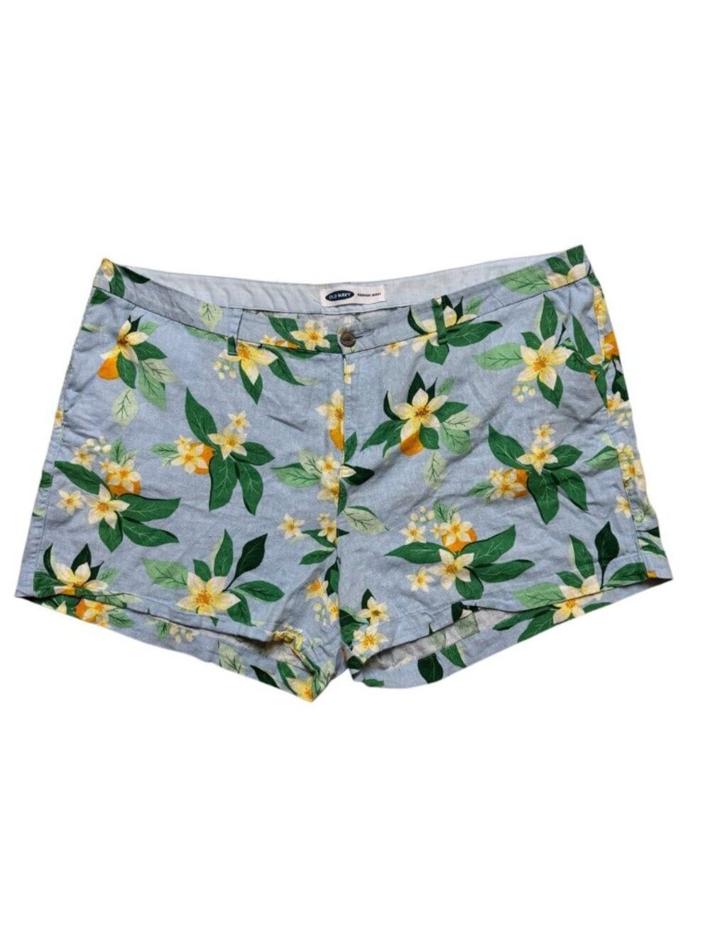 Old Navy Linen Blend Floral Shorts Size 20 Blue High Rise Summer